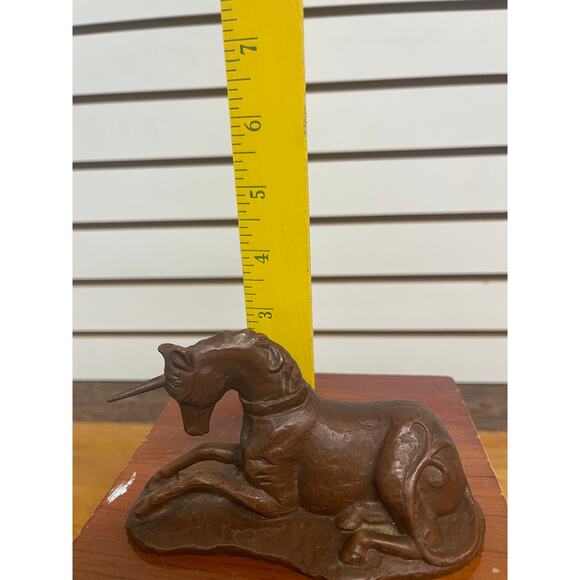 Vintage hand carved Wooden Unicorn Figurine 6" Kitschy Fantasy Decor - Picture 5 of 8